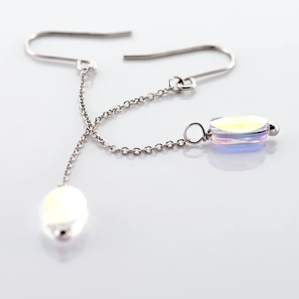 Marc Orian Pendantes|Boucles D'Oreilles Argent > Boucles D'oreilles Pendantes Franz Argent Blanc Cristaux De Swarovski