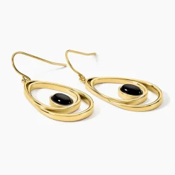 Marc Orian Pendantes|Boucles D'Oreilles Acier Inoxydable > Boucles D'oreilles Pendantes Acier Doré Ruben Agate