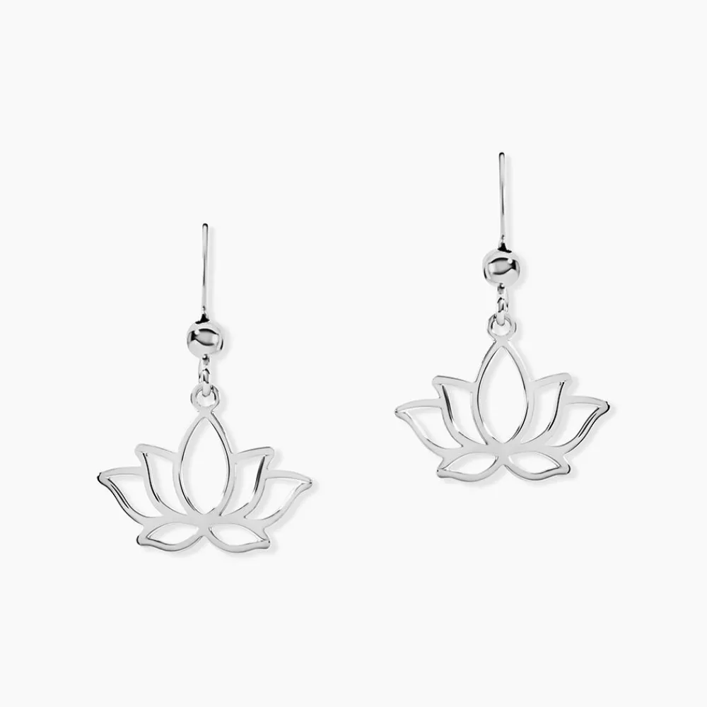 Marc Orian Pendantes|Boucles D'Oreilles Fleur > Boucles D'oreilles Pendantes Raia Argent Blanc