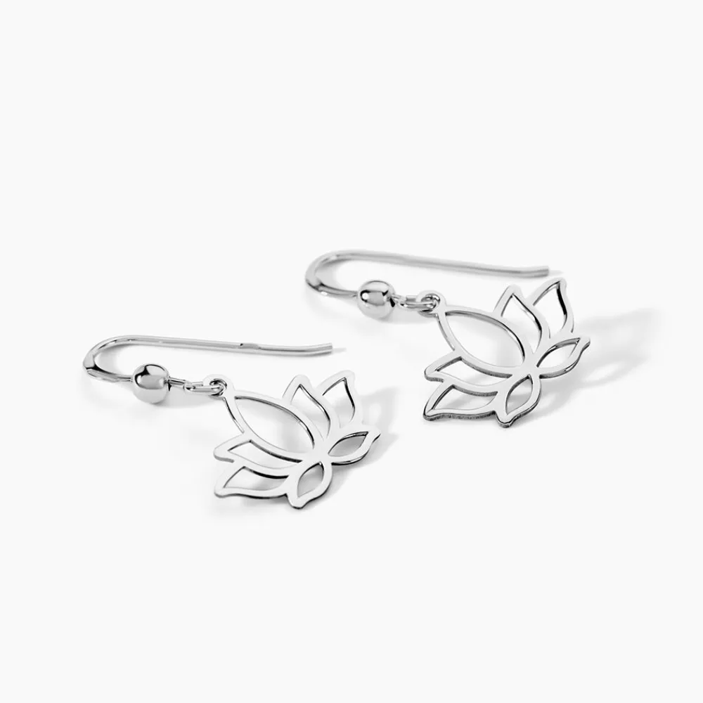 Marc Orian Pendantes|Boucles D'Oreilles Fleur > Boucles D'oreilles Pendantes Raia Argent Blanc