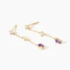 Marc Orian Pendantes|Boucles D'Oreilles Améthyste > Boucles D'Oreilles Pendantes Thurayya Or Jaune Améthyste Oxyde De Zirconium