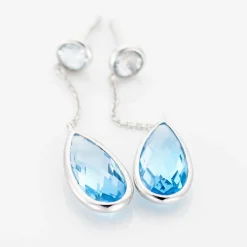 Marc Orian Pendantes|Cadeaux Mariage > Boucles D'oreilles Pendantes Denis Or Blanc Topaze