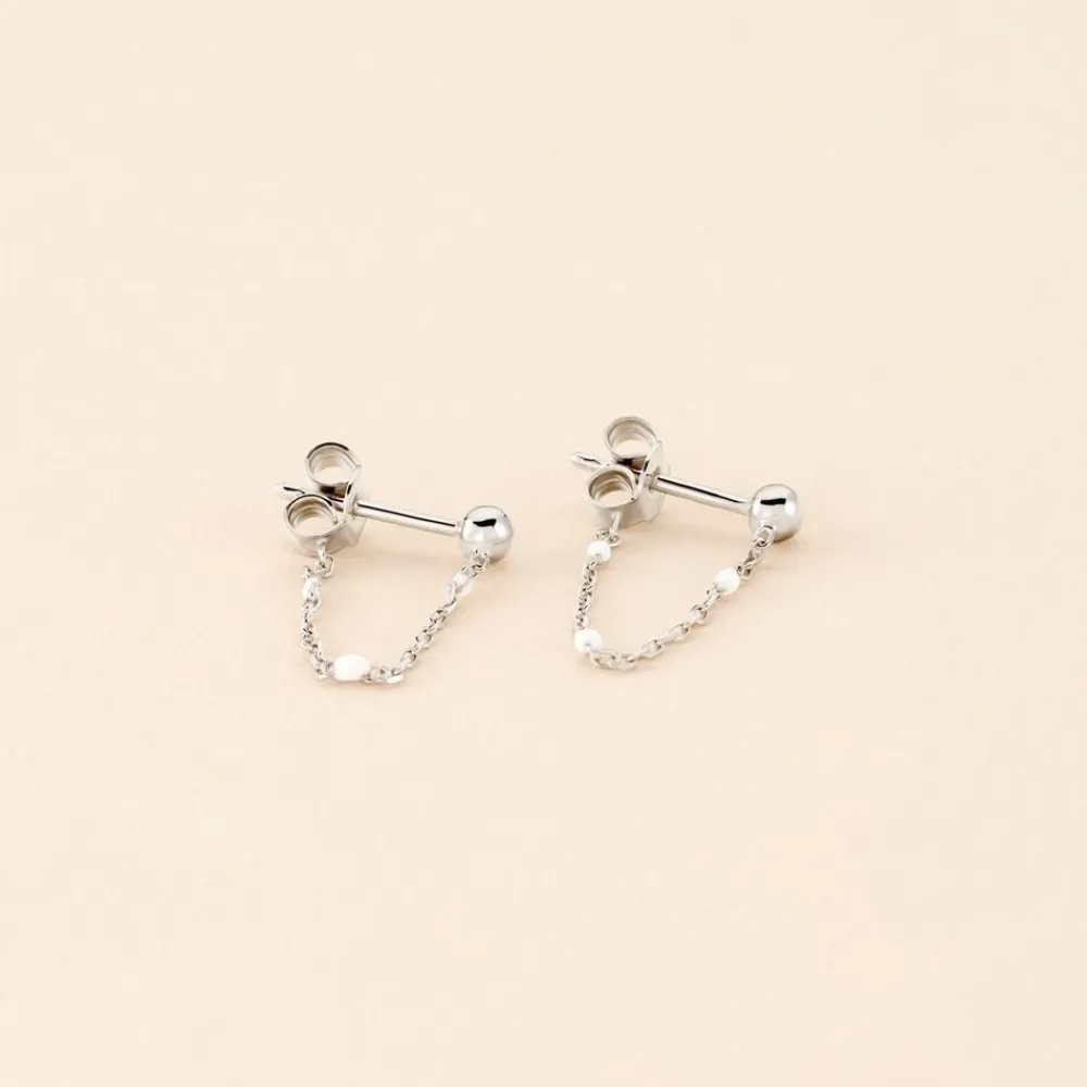 Marc Orian Pendantes|Boucles D'Oreilles Argent > Boucles D'oreilles Pendantes Molly Argent Blanc