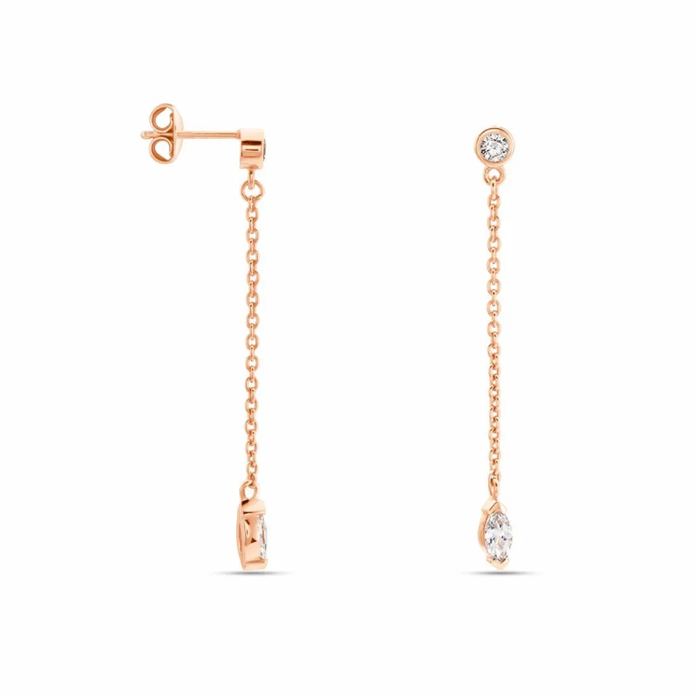 Marc Orian Pendantes|Bijoux Zirconium > Boucles D'oreilles Pendantes Kenta Argent Rose Oxyde De Zirconium