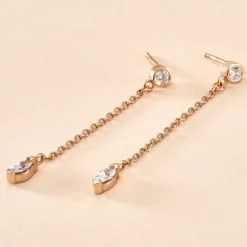 Marc Orian Pendantes|Bijoux Zirconium > Boucles D'oreilles Pendantes Kenta Argent Rose Oxyde De Zirconium