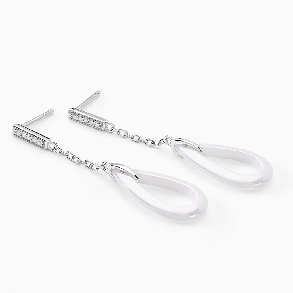 Marc Orian Pendantes|Bijoux Zirconium > Boucles D'oreilles Pendantes Peer Argent Blanc Oxyde De Zirconium