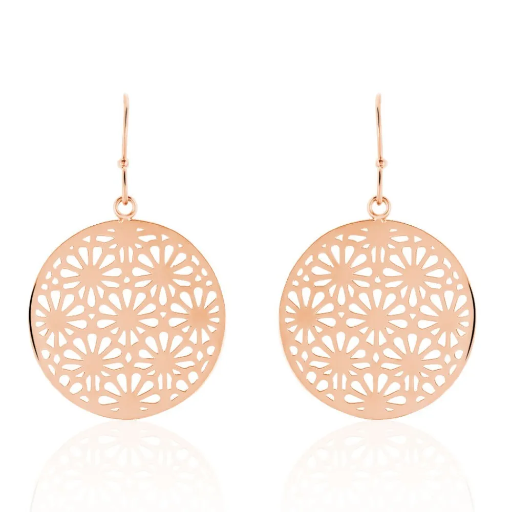Marc Orian Pendantes|Boucles D'Oreilles Fleur > Boucles D'oreilles Pendantes Lace Acier Rose