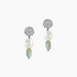 Marc Orian Pendantes|Boucles D'Oreilles Argent > Boucles D'oreilles Pendantes Aroha Argent Blanc Amazonite Perle