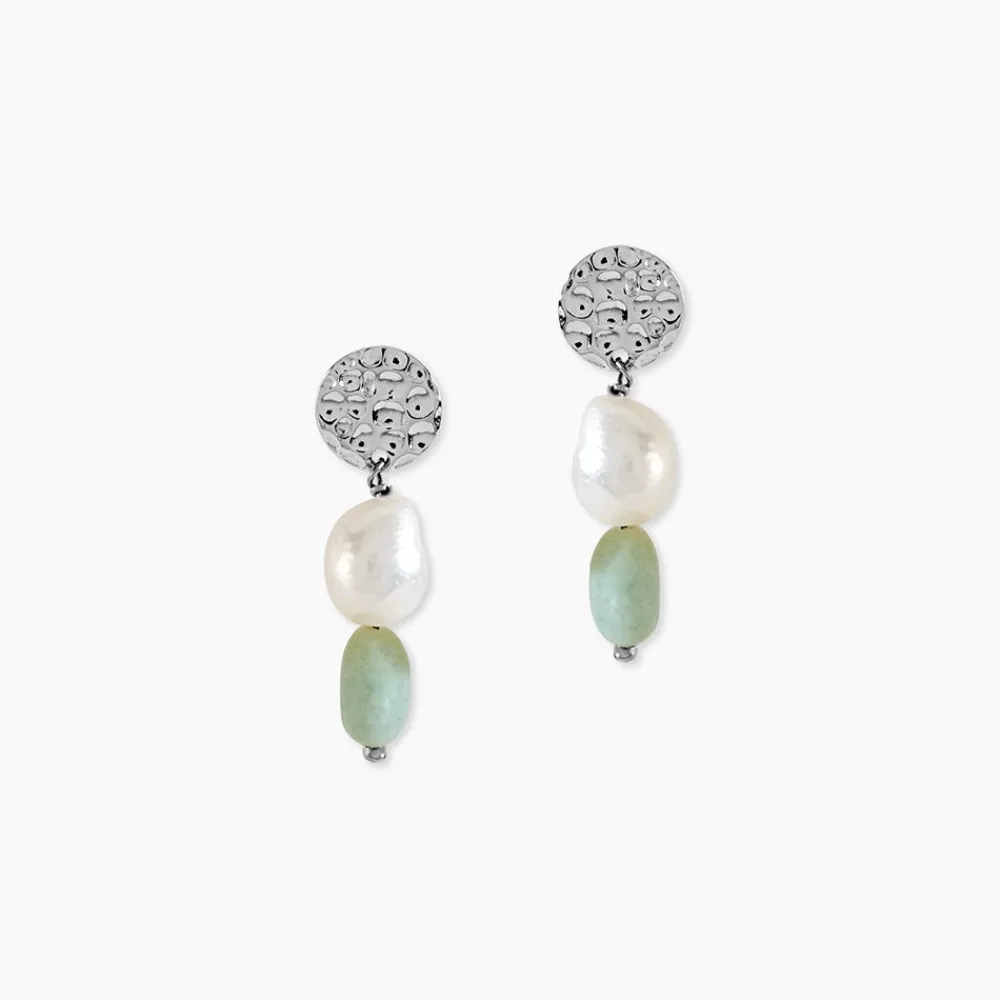 Marc Orian Pendantes|Boucles D'Oreilles Argent > Boucles D'oreilles Pendantes Aroha Argent Blanc Amazonite Perle