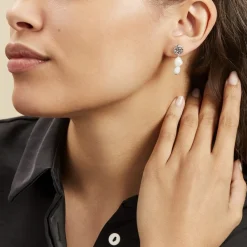 Marc Orian Pendantes|Boucles D'Oreilles Argent > Boucles D'oreilles Pendantes Aroha Argent Blanc Amazonite Perle