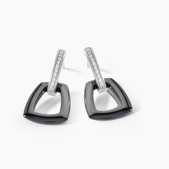 Marc Orian Pendantes|Boucles D'Oreilles Argent > Boucles D'oreilles Pendantes Ezra Argent Blanc Céramique Et Oxyde