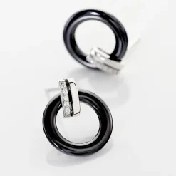 Marc Orian Pendantes|Boucles D'Oreilles Argent > Boucles D'oreilles Pendantes Bertillianne Argent Céramique Et Oxyde