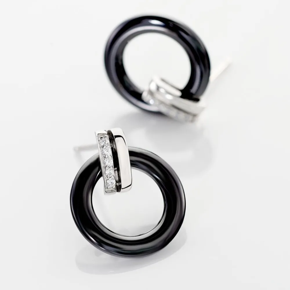 Marc Orian Pendantes|Boucles D'Oreilles Argent > Boucles D'oreilles Pendantes Bertillianne Argent Céramique Et Oxyde