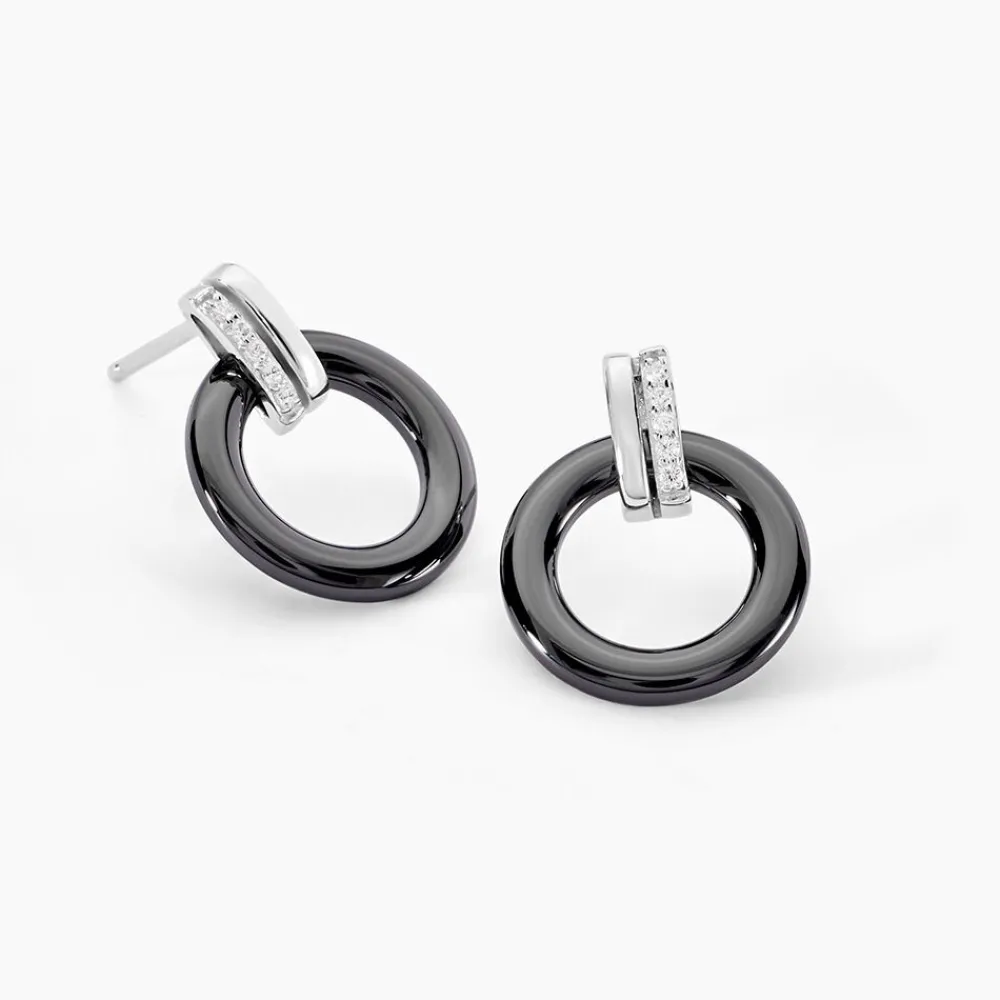 Marc Orian Pendantes|Boucles D'Oreilles Argent > Boucles D'oreilles Pendantes Bertillianne Argent Céramique Et Oxyde