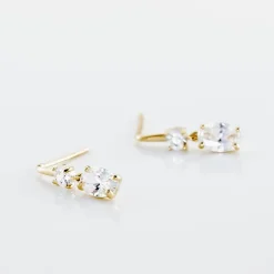 Boucles D'oreilles Pendantes Gulbeyaz Or Jaune Oxyde De Zirconium