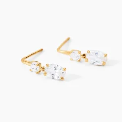 Boucles D'oreilles Pendantes Gulbeyaz Or Jaune Oxyde De Zirconium