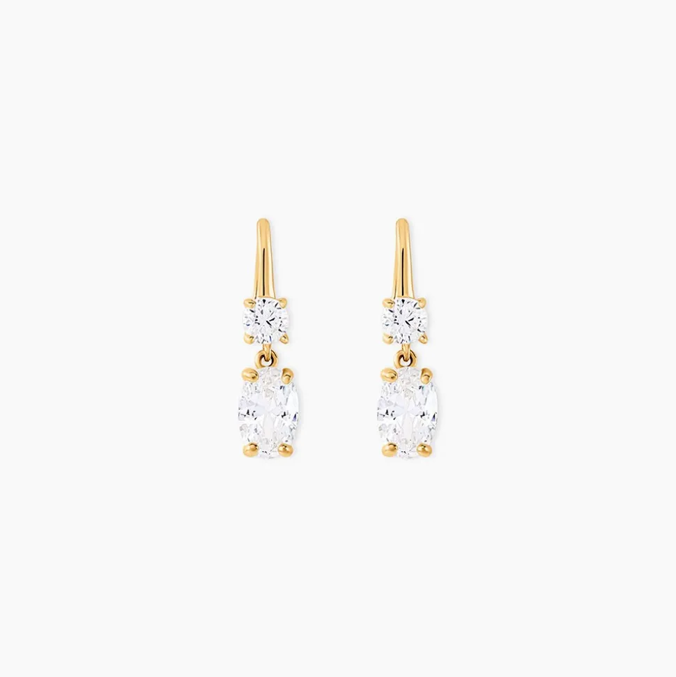 Boucles D'oreilles Pendantes Gulbeyaz Or Jaune Oxyde De Zirconium