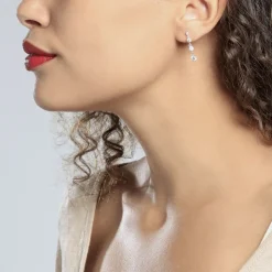 Boucles D'oreilles Pendantes Odyssee Argent Blanc Oxyde De Zirconium