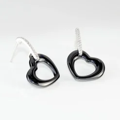 Boucles D'oreilles Pendantes Elodie Argent Blanc Oxyde Et Céramique