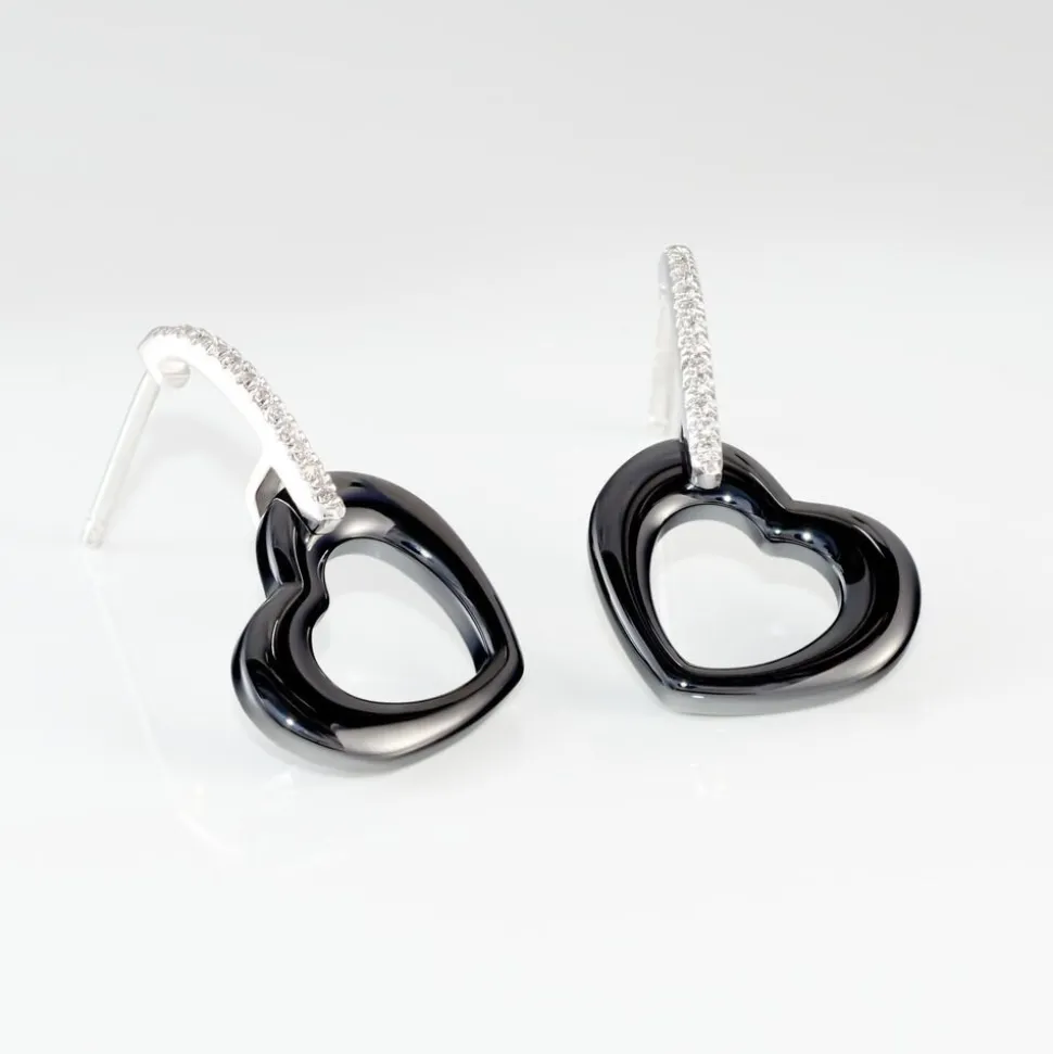 Boucles D'oreilles Pendantes Elodie Argent Blanc Oxyde Et Céramique