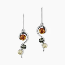 Boucles D'oreilles Pendantes Murriel Argent Blanc Ambre