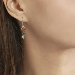 Boucles D'oreilles Pendantes Murriel Argent Blanc Ambre