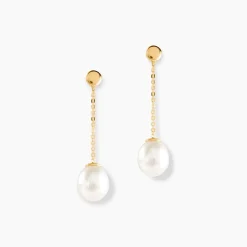 Boucles D'oreilles Pendantes Valera Or Jaune Perle De Culture