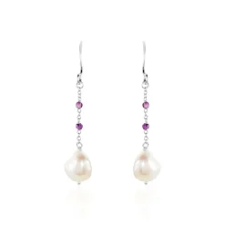 Boucles D'oreilles Pendantes Kerri Argent Blanc Perle De Culture