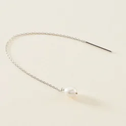 Boucles D'oreilles Pendantes Garance Argent Blanc Perle De Culture
