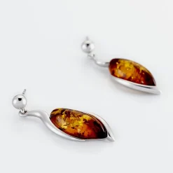 Boucles D'oreilles Pendantes Vyara Argent Blanc Ambre