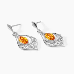 Boucles D'oreilles Pendantes Doralyn Argent Blanc Ambre