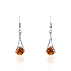 Boucles D'oreilles Pendantes Argent Blanc Simona Ambre