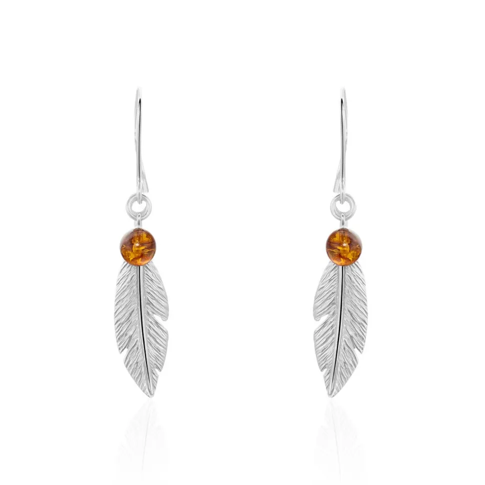 Boucles D'oreilles Pendantes Argent Blanc Adriane Ambres