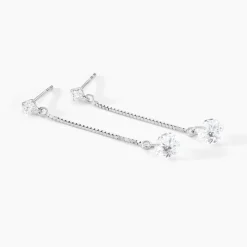 Boucles D'oreilles Pendantes Regane Or Blanc Oxyde De Zirconium
