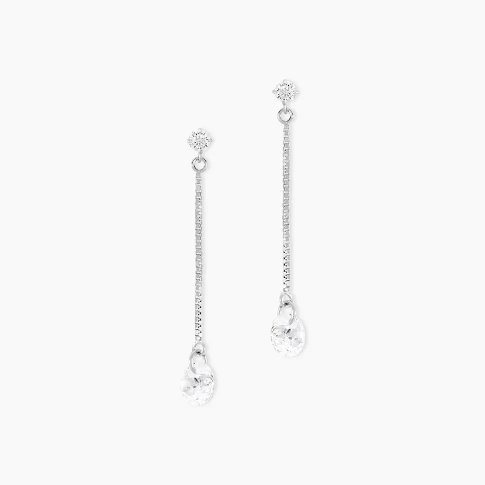 Boucles D'oreilles Pendantes Regane Or Blanc Oxyde De Zirconium