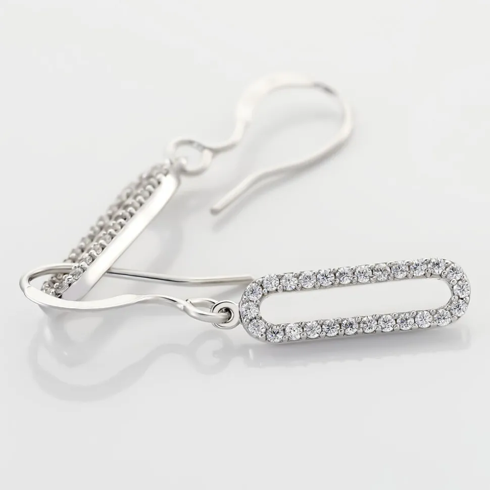 Boucles D'oreilles Pendantes Isabel Argent Blanc Oxyde De Zirconium