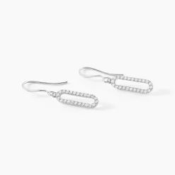 Boucles D'oreilles Pendantes Isabel Argent Blanc Oxyde De Zirconium
