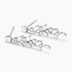 Boucles D'oreilles Pendantes Argent Blanc Precieux Flocon Oxyde