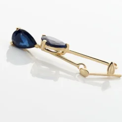 Boucles D'oreilles Pendantes Pluie D'Eclat Or Jaune Saphir