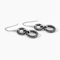 Boucles D'oreilles Pendantes Narcissa Argent Blanc Céramique Et Oxyde