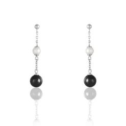 Boucles D'oreilles Pendantes Lucia Cera Argent Blanc Perle De Culture