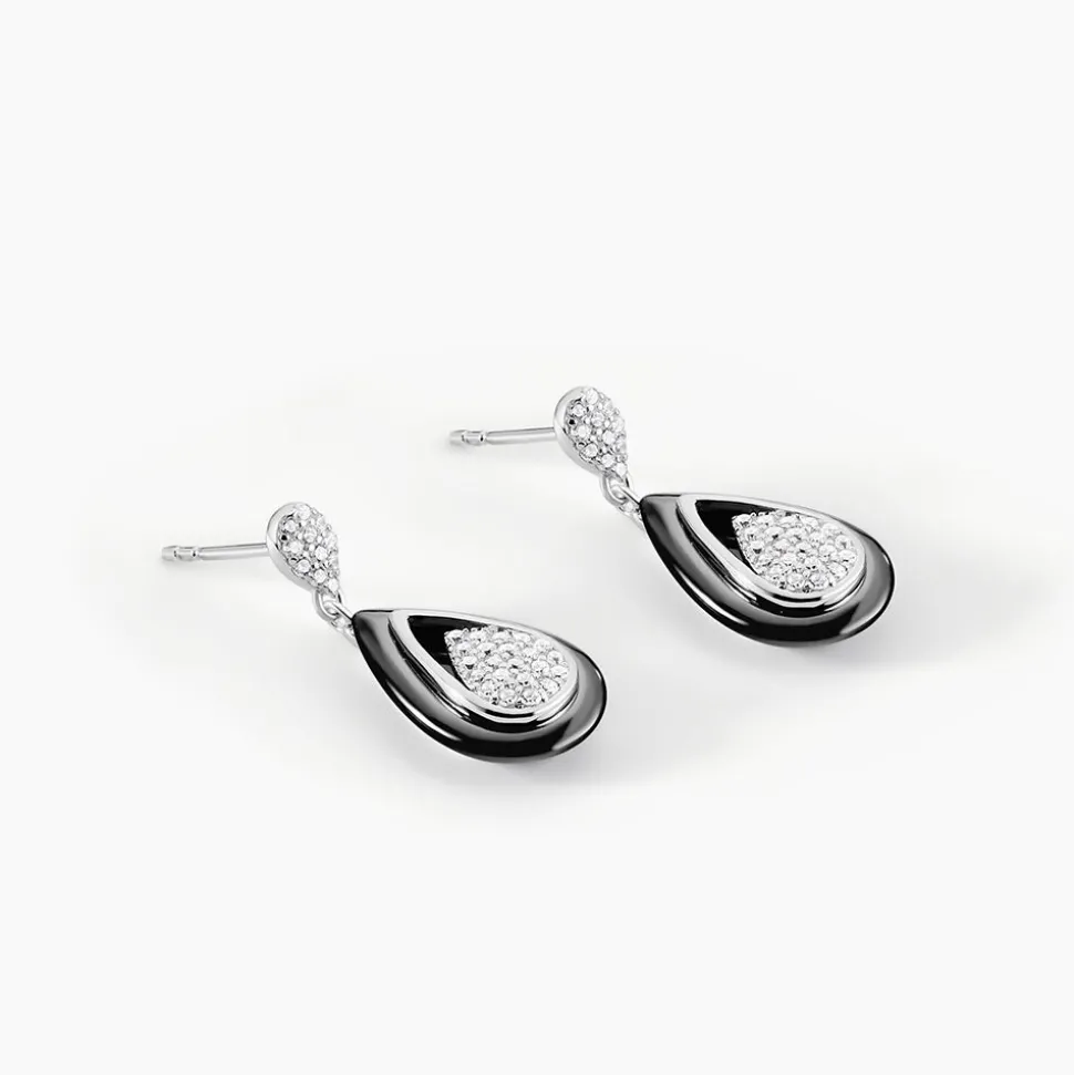 Boucles D'oreilles Pendantes Marina Cera Argent Céramique Et Oxyde