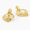 Boucles D'oreilles Pendantes Estefany Acier Inoxydable Doré