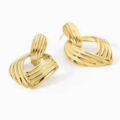 Boucles D'oreilles Pendantes Estefany Acier Inoxydable Doré