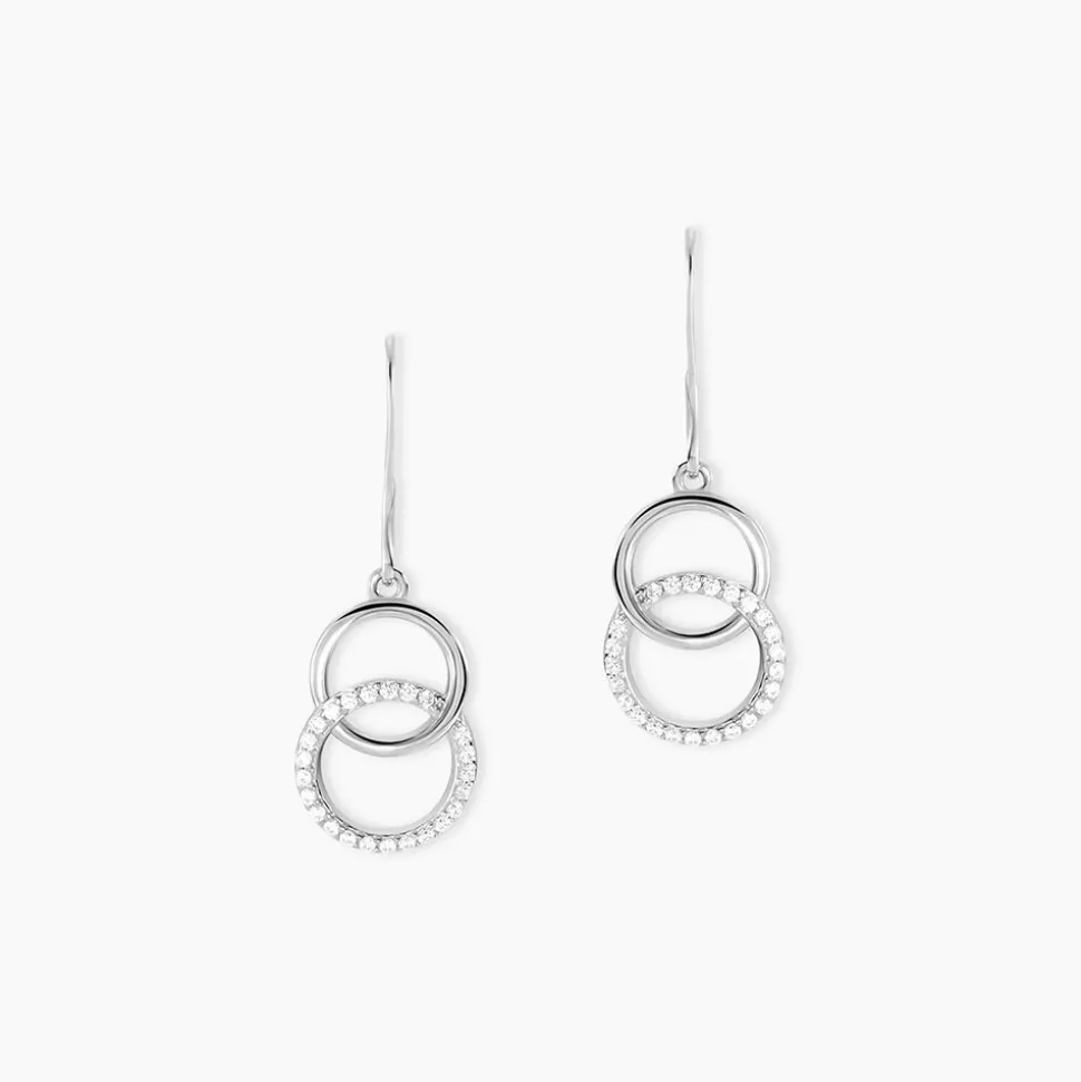 Boucles D'oreilles Pendantes Isabel Argent Blanc Oxyde De Zirconium