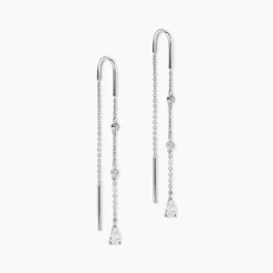 Boucles D'oreilles Pendantes Mascaret Argent Blanc Oxyde De Zirconium