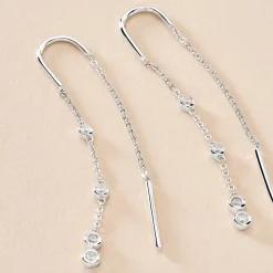 Boucles D'oreilles Pendantes Mascaret Argent Blanc Oxyde De Zirconium