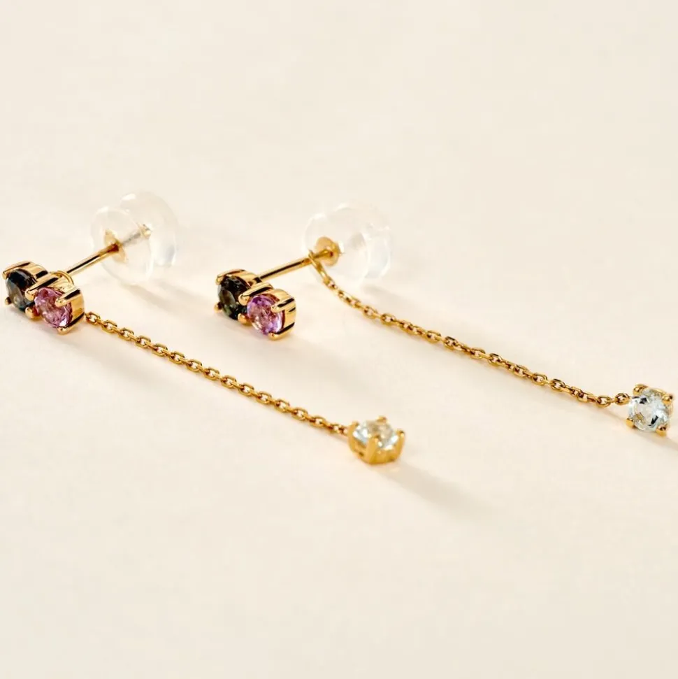 Boucles D'oreilles Pendantes Amaranta Or Jaune Topaze Améthyste