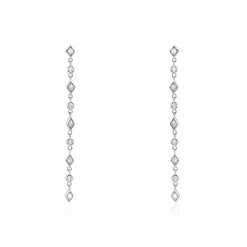 Boucles D'oreilles Pendantes Mascaret Argent Blanc Oxyde De Zirconium