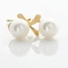 Boucles D'oreilles Pendantes Campanule Or Jaune Perle De Culture